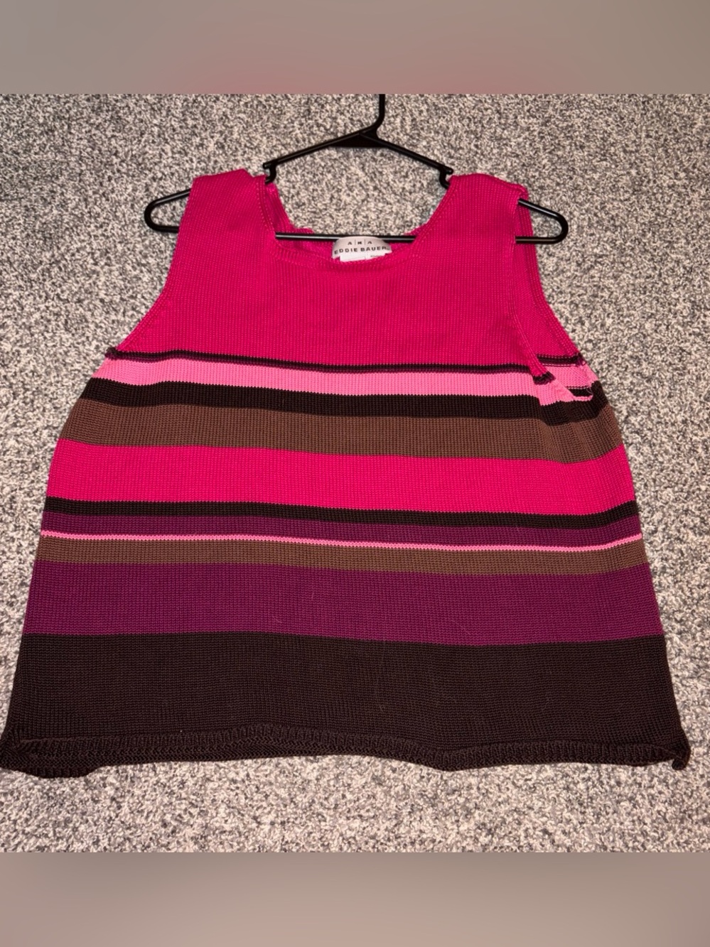 Vintage Eddie Bauer Pink Striped Knit Y2K Tank Top XL